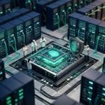 Tilt-shift miniature of a data centre and microchip: backing up cloud SaaS data like Xero and Microsoft 365