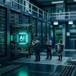 Tilt-shift miniature of an AI data centre and microchip: AI tools and ISO 42001