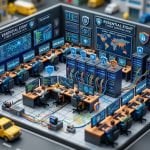 Tilt-shift miniature of a cybersecurity command centre: ISO 27001 information security management