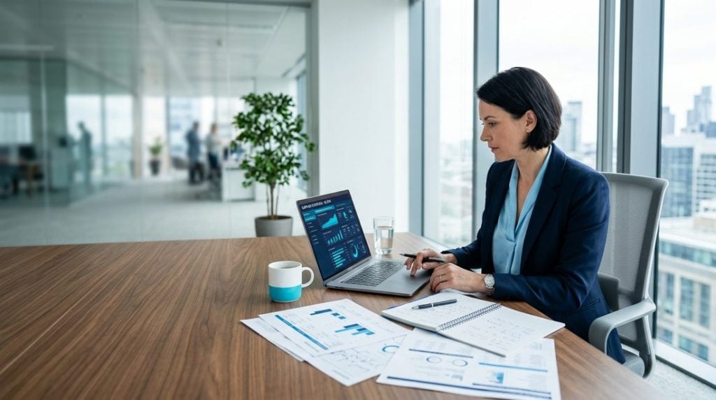 Procurement professional reviewing supplier documents