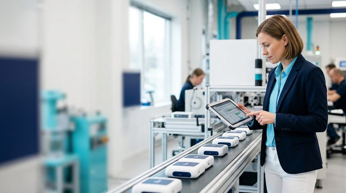 Inspector checking products on a line