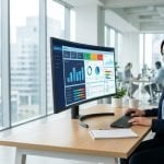 Compliance manager reviewing a dashboard