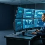 Security analyst monitoring threats