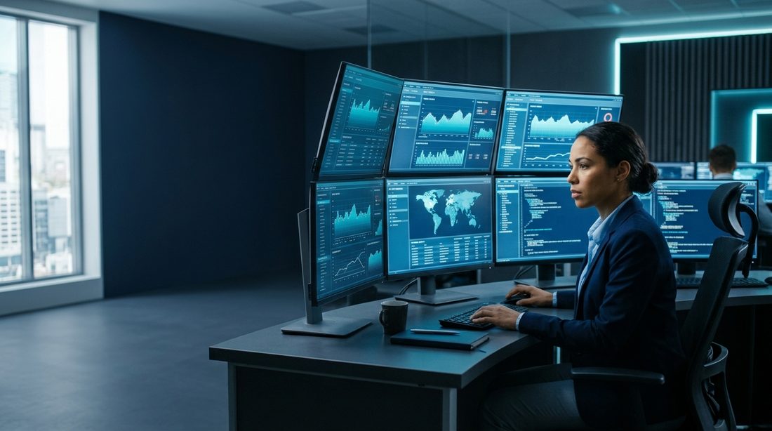 Security analyst monitoring threats