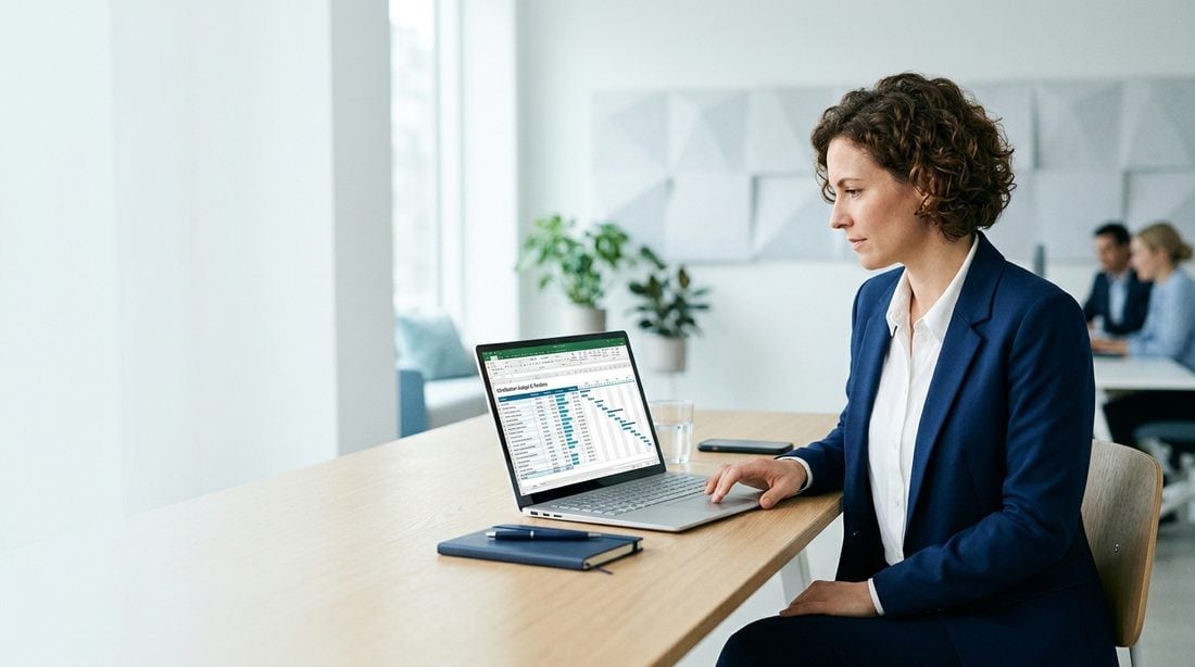 Manager reviewing a budget spreadsheet