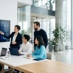 AI startup team reviewing AI tools
