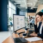 Professional reviewing AI policy documents