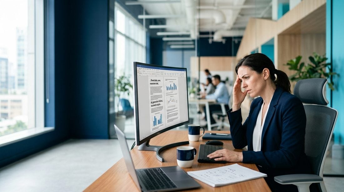 Professional reviewing AI policy documents