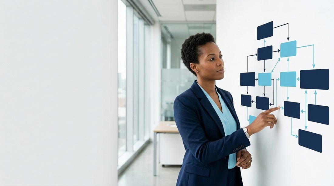 Professional reviewing AI governance documentation