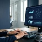 Analyst monitoring a cyber security dashboard