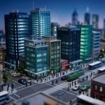 Tilt-shift miniature industrial site, illustrating Scope 3 emissions data flowing from suppliers to climate reporters under AASB S2