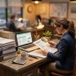 Independent auditor reviewing records during an ISO internal audit