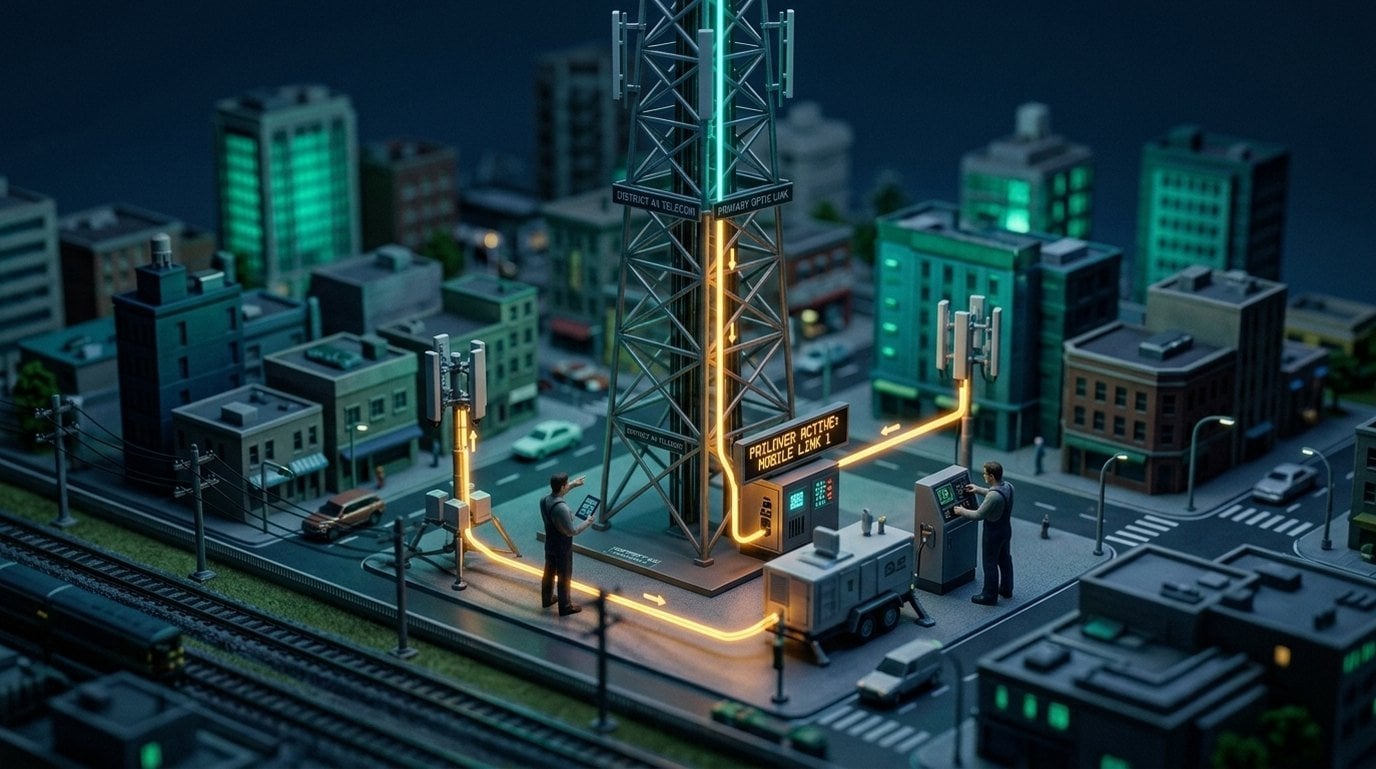 Tilt-shift miniature city district representing several ISO standards run as one integrated management system