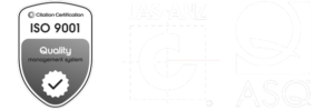 Citation Certification ISO 9001 certification mark, the JAS-ANZ accreditation symbol and the ASQ logo